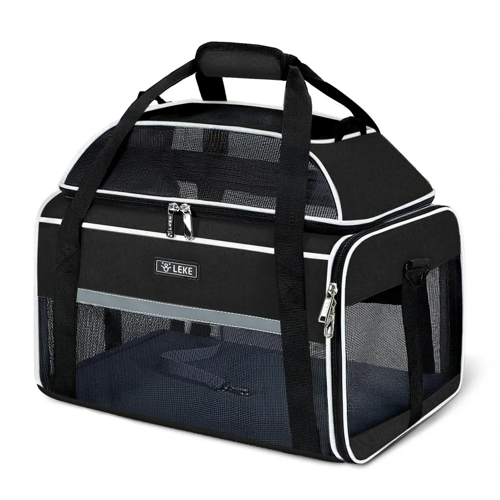 LEKE Pet Carrier 18x11x11 Airline Approved Expandable Soft Sided Dog Cat Travel